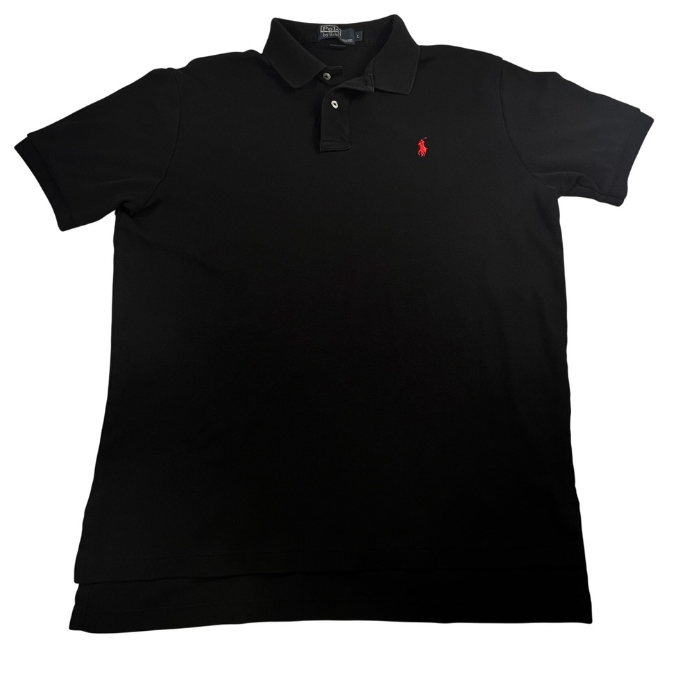 Polo Ralph Lauren Polo Shirt Mens L Black Red Pony Logo Cotton {Preppy Classic}